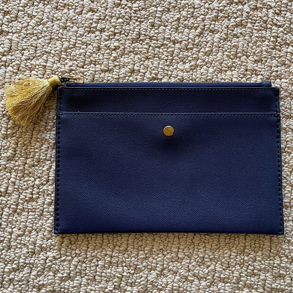 J Crew Navy Tassel Clutch